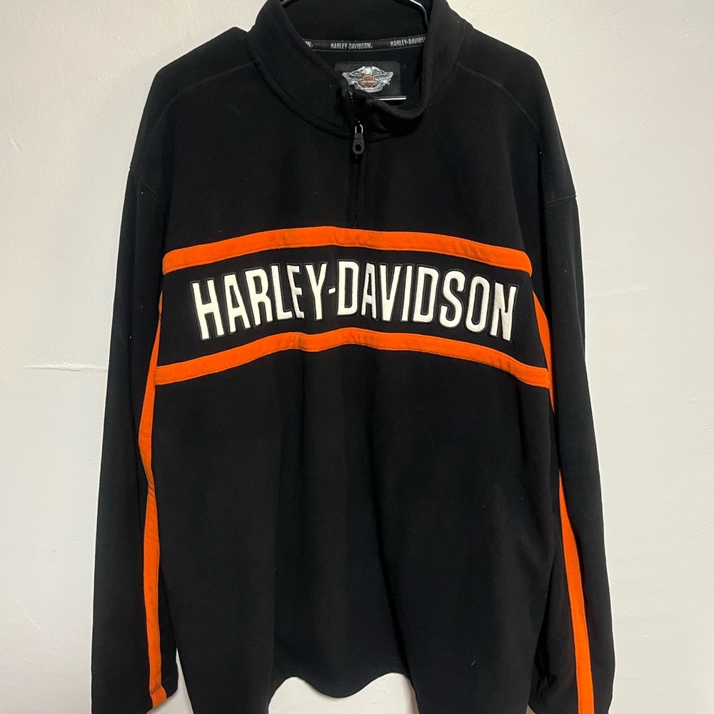 Harley-Davidson Men's Zip-Up Sweater in Black and Orange